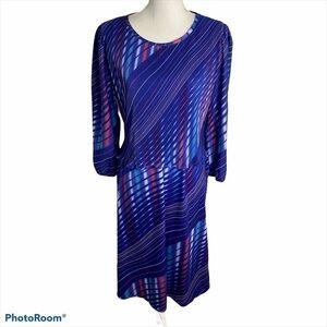 Vintage Swing Dress Blue Pink Purple Sz 14 Women’s